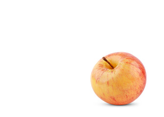 Whole fresh red yellow apple isolated on white background. copy space