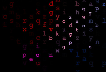 Dark black vector template with isolated letters.