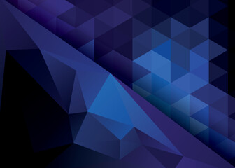 Blue and purple abstract triangle and polygonal pattern, background. Mosaic geometric, triangular background. Vector Illustration