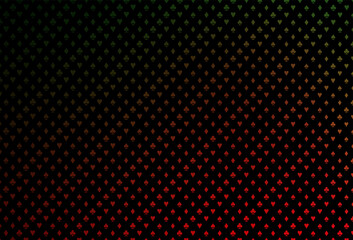 Dark green, red vector cover with symbols of gamble.