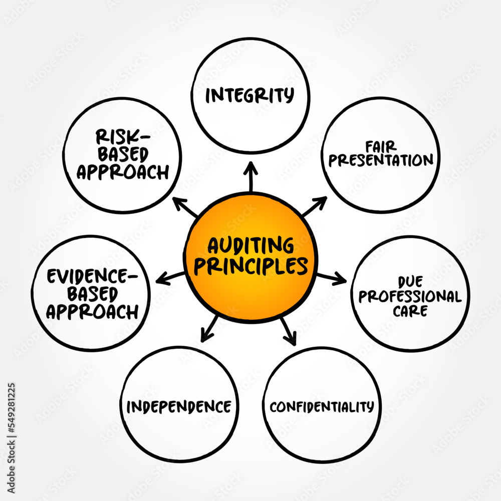 Poster auditing principles mind map text concept for presentations and reports