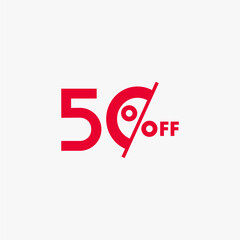 50 Percent off Price Tag. Fifty percent OFF Discount Vector Label. 50% Sale.