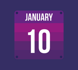10 january calendar date. Calendar icon for january. Banner for holidays and special dates