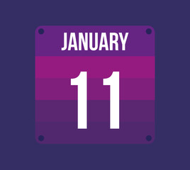 11 january calendar date. Calendar icon for january. Banner for holidays and special dates