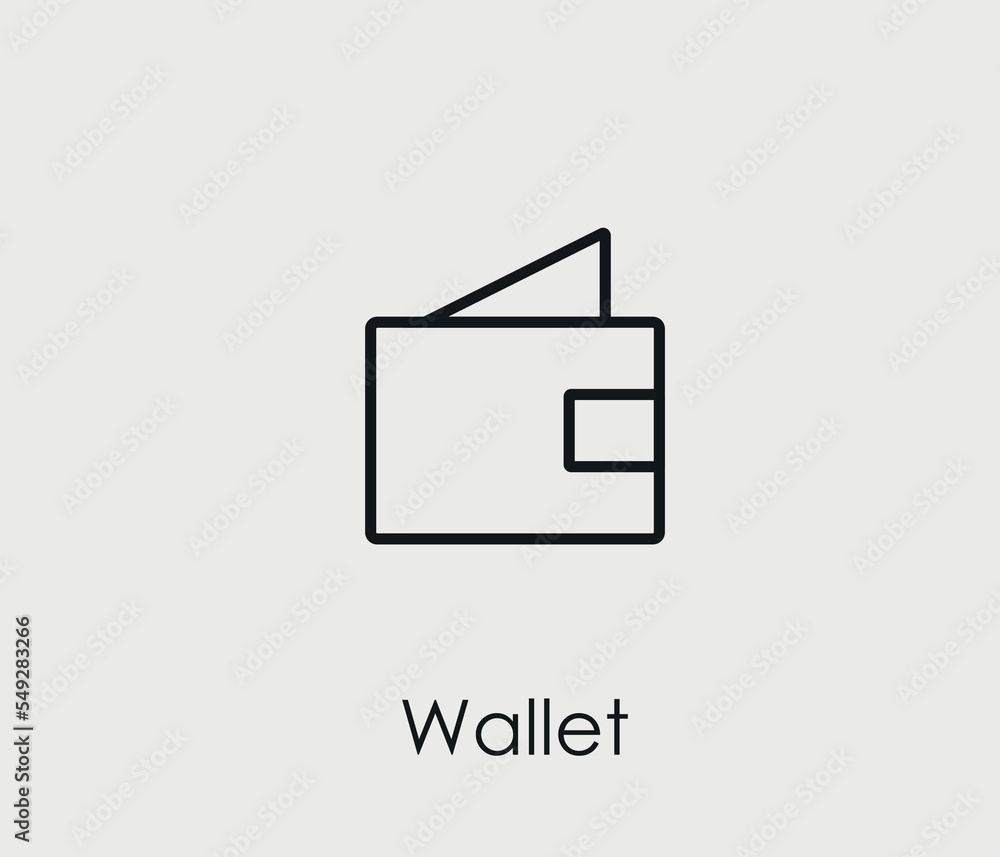 Poster wallet vector icon. editable stroke. symbol in line art style for design, presentation, website or m