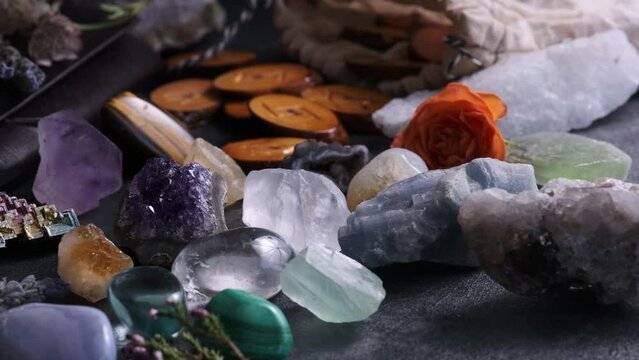 various gem stones and runes