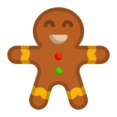 gingerbread man flat icon
