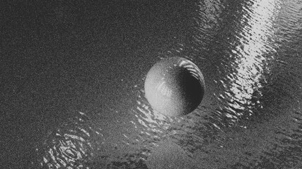 abstract sphere 3D Rendering black and white modern art