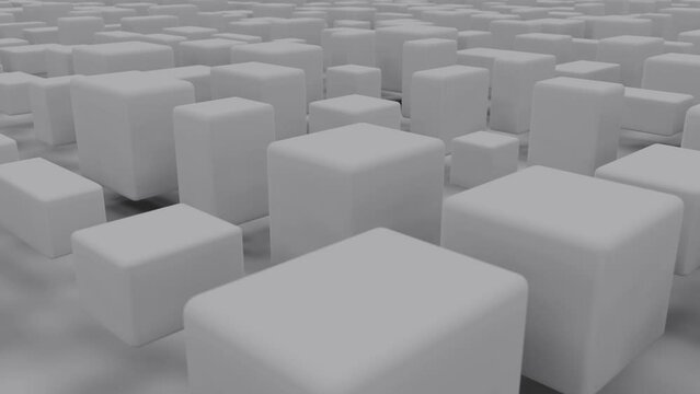 grey random boxes abstract geometrical 3D backdrop - loop video