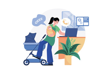 Working From Home With Handling Baby