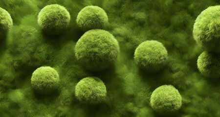 Digital Illustration Fluffy Moss Balls