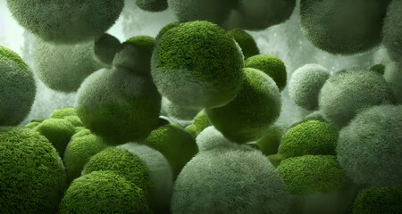 Digital Illustration Fluffy Moss Balls
