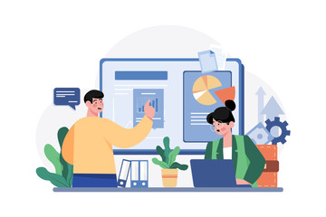 Financial Analyst Illustration concept on white background