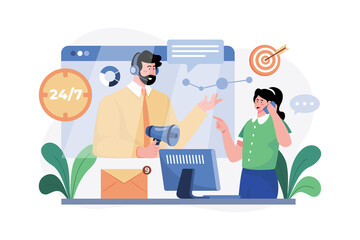 Marketing Consultant Illustration concept on white background