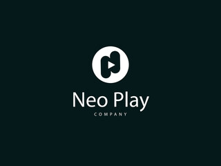 N letter logo design, N type logo with play button, unique letter N logo design template,