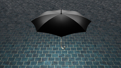 Regenschirm leuchtet und beschützt abstrakt Konzept 3D Rendering retro Look