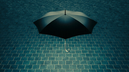 Regenschirm leuchtet und beschützt abstrakt Konzept 3D Rendering retro Look - 549286225
