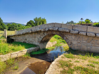 Augapesada roman bridge, Ames municipality, in the way to Fisterra from Santiago, Way to Saint James, Galicia, Spain