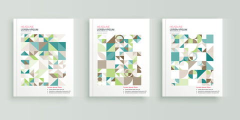 Fototapeta na wymiar Abstract, Geometric book cover, flyer, and annual report designs set.