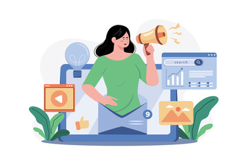 Digital Marketing Manager Illustration concept on white background