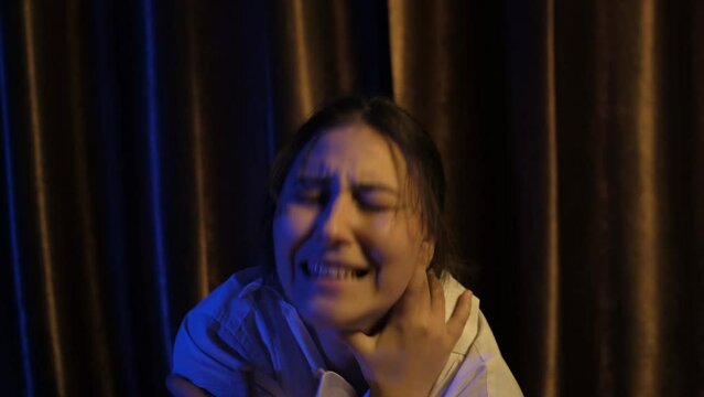 Beautiful Young Caucasian Woman Screaming Out of A