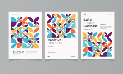 Abstract, Geometric book cover, flyer, annual report designs set.