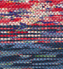 Closeup of multicolored rag rug
