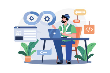 Devops Engineer Illustration concept on white background