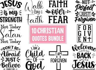 Christian Quotes SVG Designs Bundle, Christian Quotes t-shirt Designs, Set of Christian Quotes Typography lettering, Religion Quotes, and Sayings Vector Craft Version-5