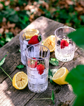 making cocktails at a picnic