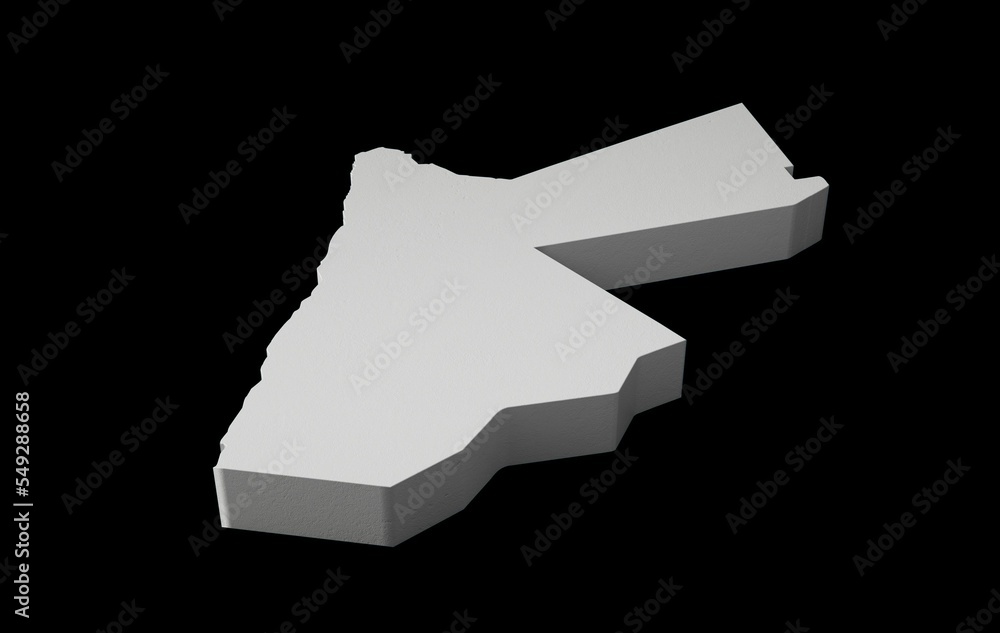 Poster 3d rendering of the map of jordan on a black background
