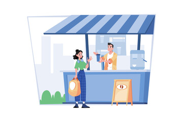 Girl Chatting With Employees Illustration concept on white background