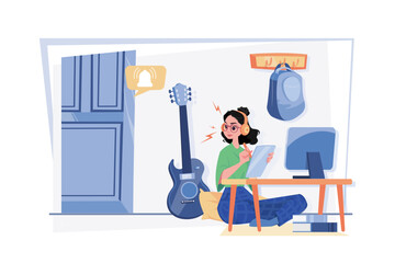 Work From Home Distraction Illustration concept on white background