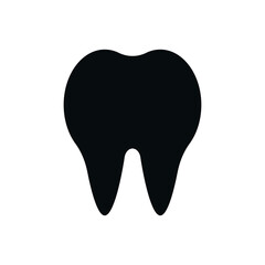 Black tooth icon. Bone dental formation in mouth for healthy experience and food with dental procedures and vector care