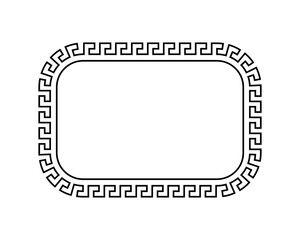 Obraz premium Rounded rectangular antique frame template. Elegant picture and photo frame with decorative ancient greek ornament in retro roman vector style