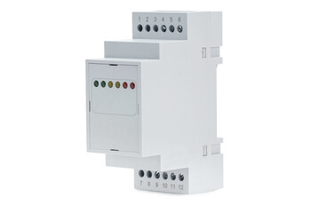 The electric drive control unit with overload control is isolated on a white background. The device...