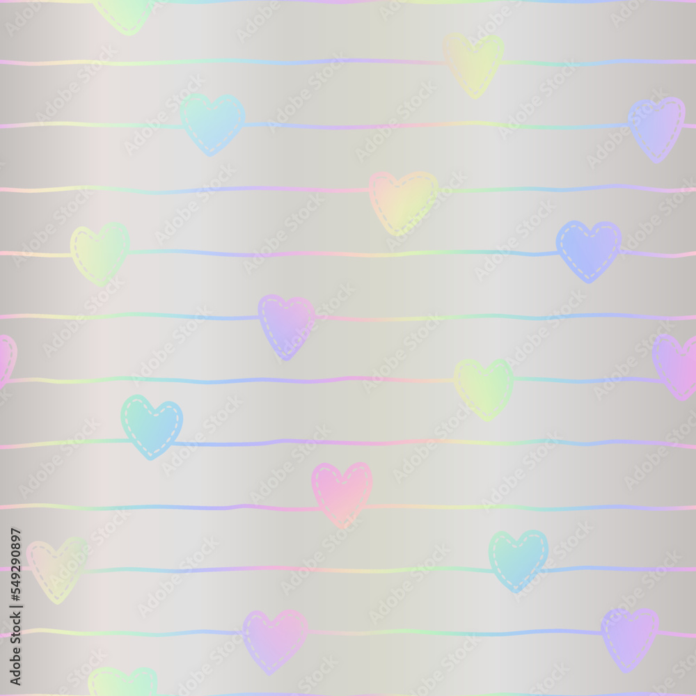 Aufkleber heart seamless pattern. repeating holographic texture. repeated iridescent background for design gir