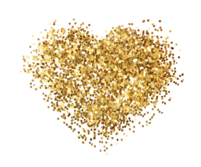 PNG gold confetti heart shape element on transparent background.