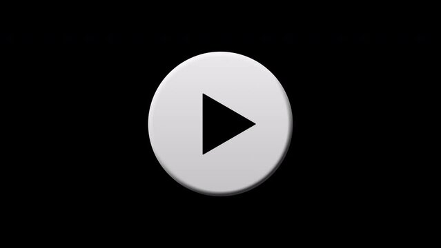 Animated play button on transparent background with alpha channel. Animation of seamless loop.