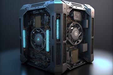 Illustration about computer parts. Made by AI.