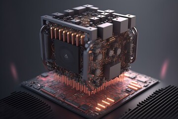 Illustration about computer parts. Made by AI.