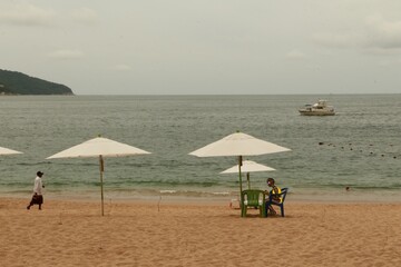 beach and umbrella