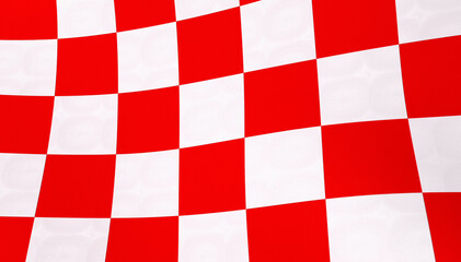 Close up of Croatian red and white check board waving flag