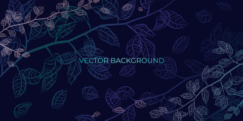 Foliage vector Banner with twigs and leaves. 