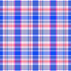 Nautical gingham in coastal beach house check fabric tile. Seamless red blue white sailor flannel textile tartan repeat swatch.