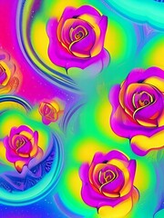 Fototapeta na wymiar abstract colorful background with roses