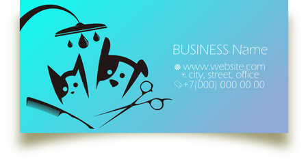 Business card concept for a grooming salon. Grooming and pet care