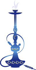 Blue hookah with gold pattern. Design for hookah salon, smoking and relaxation