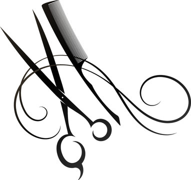 Design for beauty and hair salon. Stylist scissors and hairbrush