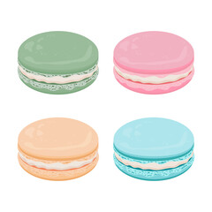 Colorful Macaroons isolated, set of macarons, baking